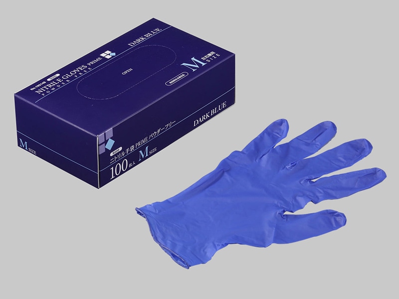 Ｎ600 ニトリル手袋ＰＲＩＭＥ粉無ＤＡＲＫ ＢＬＵＥ （Ｍ） （100P）