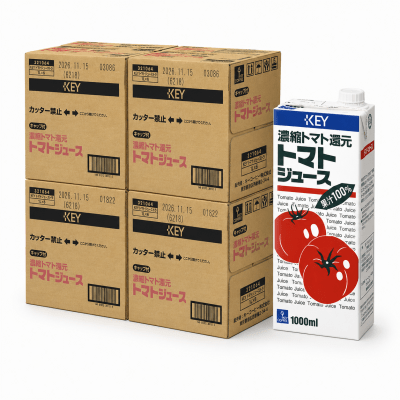 【4ケースで500円OFF】KEY トマトジュース  テトラブリック （1000ml） 24本