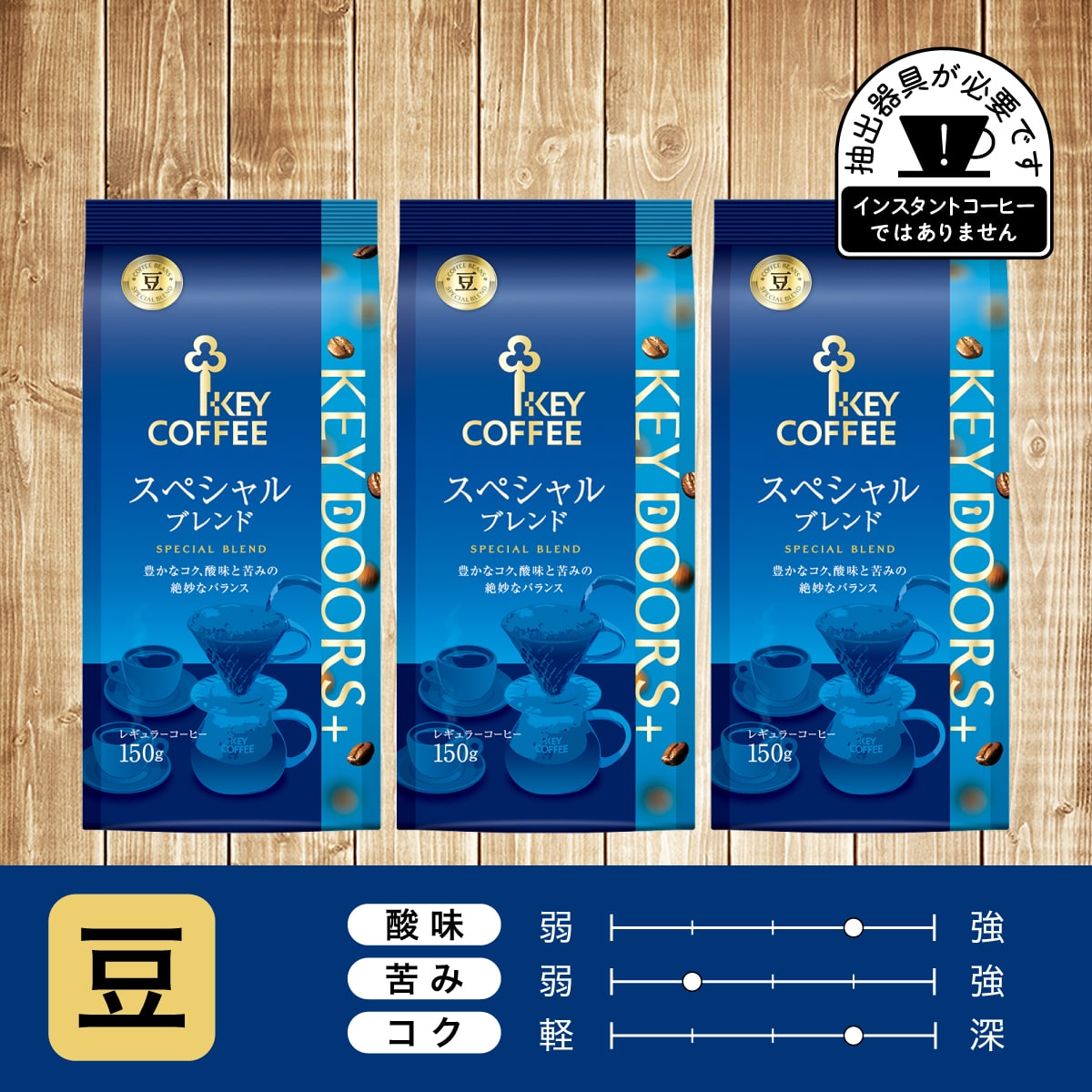 KEY DOORS+ スペシャルブレンド　豆 150g × 3個