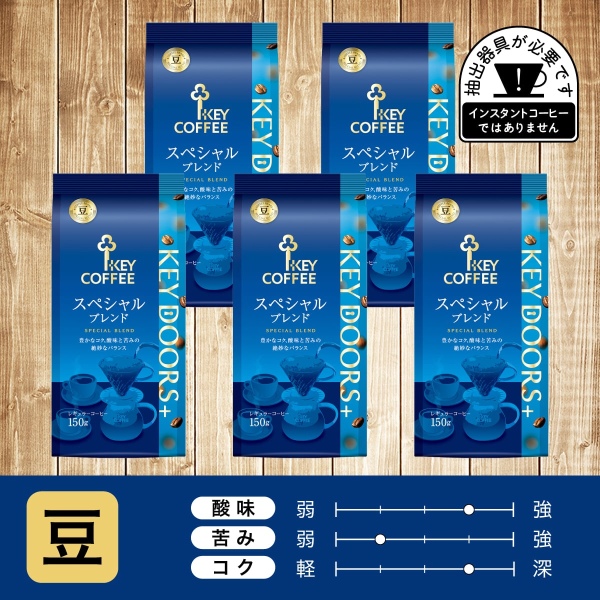 KEY DOORS+ スペシャルブレンド　豆 150g × 5個
