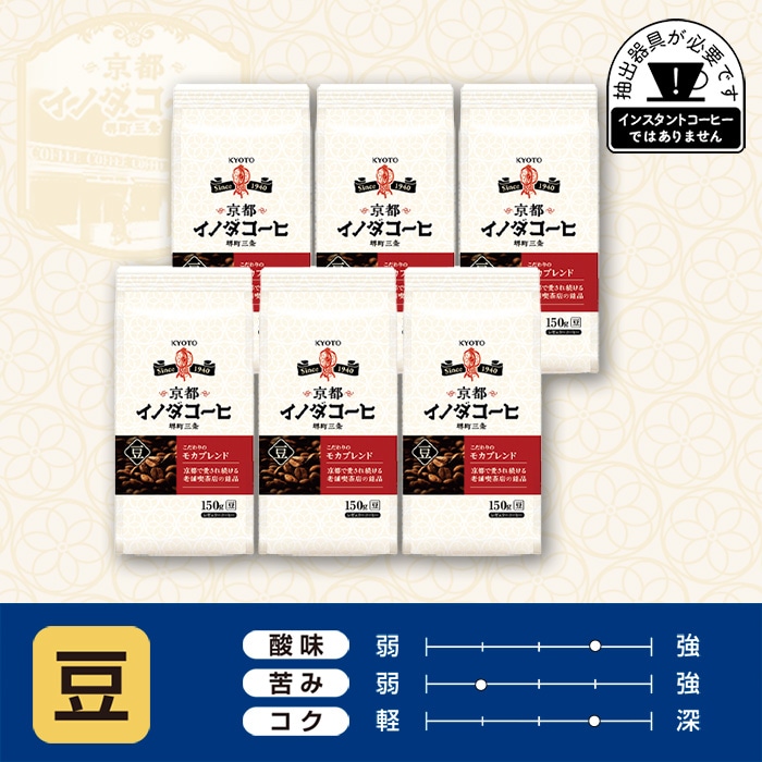 京都イノダコーヒ こだわりのモカブレンド 豆 150g ×6個