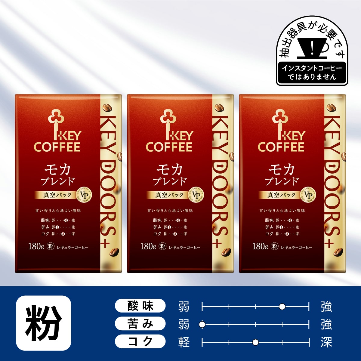 キーコーヒー モカブレンド(粉) VP(真空パック)１８０ｇ×２４ 楽天市場】キーコーヒー VP(真空パック) KEY DOORS+ モカ