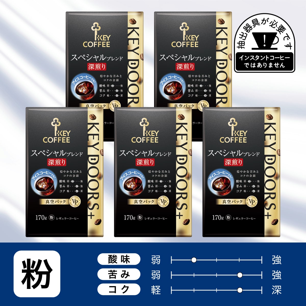 KEY DOORS+ スペシャルブレンド深煎り　粉 170g × 5個