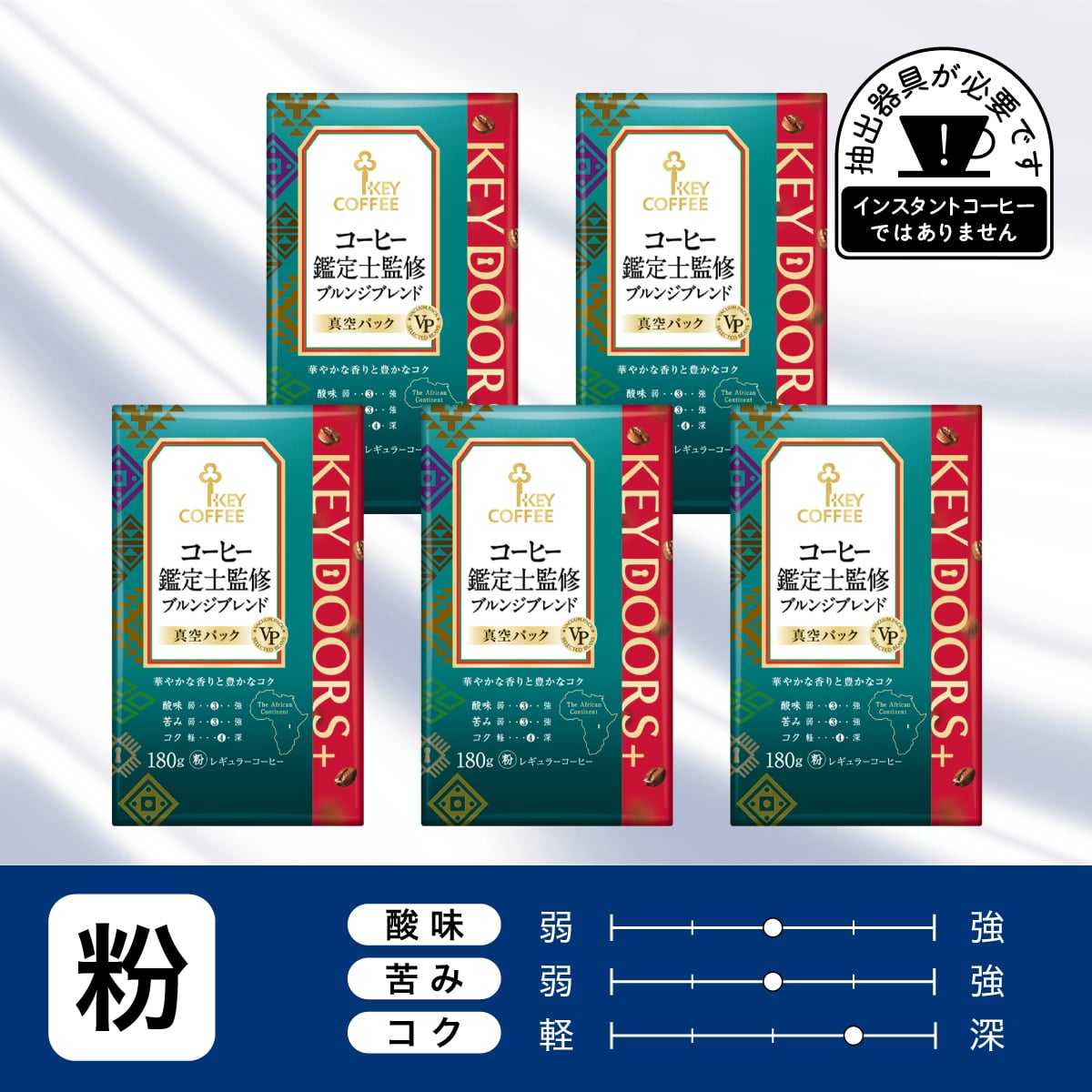 KEY DOORS+ コーヒー鑑定士監修 ブルンジブレンド  粉 180g ×5個